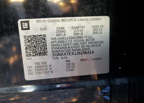 2018 Chevrolet Equinox Lt from USA, damaged, VIN 2GNAXTEX1J6256414